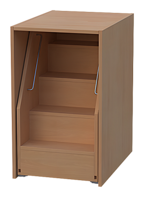 Fahrbare Anstelltreppe mit Umbauschrank für Wickelkommoden